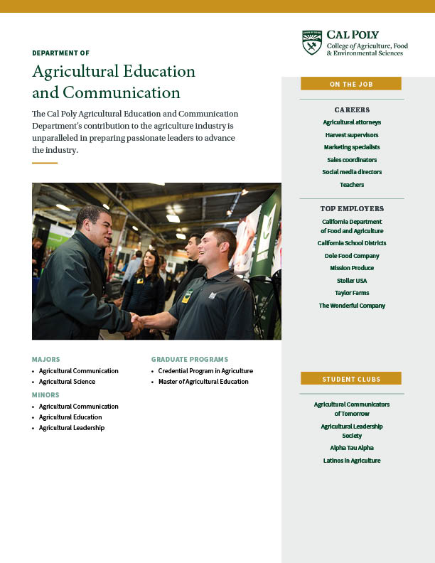 Departments & Majors College of Agriculture, Food and Environmental